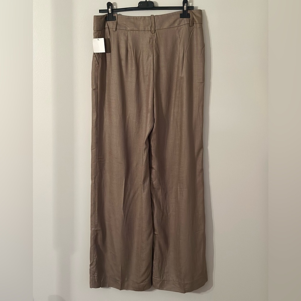 NEW Trina Turk Wide Leg Dress Pant Women's Size 12 Taupe/Brown Pockets $238 - Picture 3 of 8